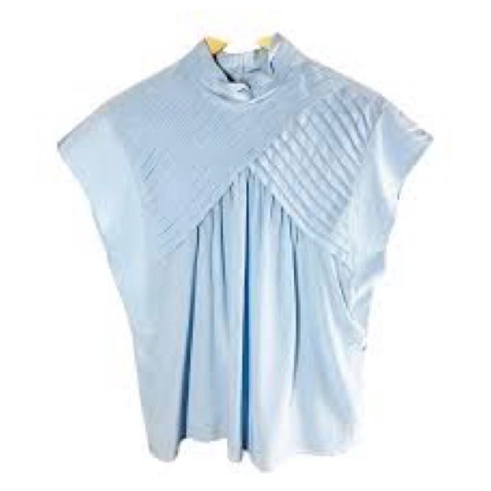 Joie Women's Edesse Pleated 100% Silk Blouse In Powder Blue Size XS NWT - Picture 4 of 10